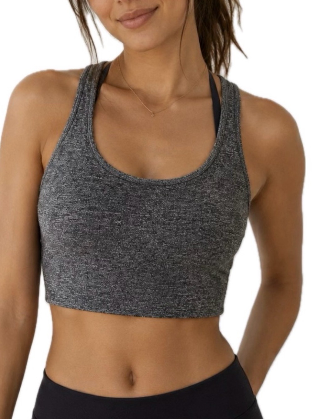 Forever 21 Women's Gray Heather Racerback Pullover Wireless Sports Bra XS
